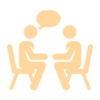 people talking at table icon